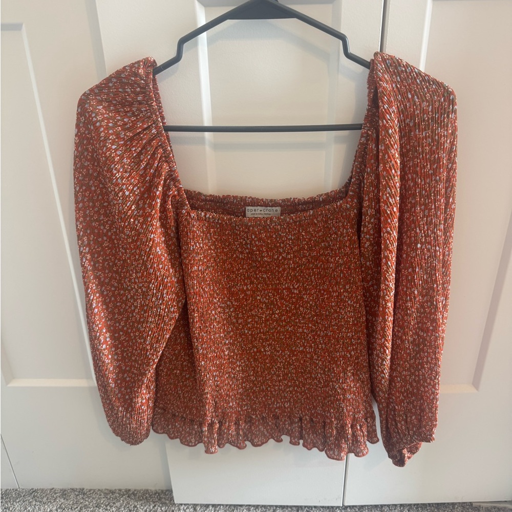 Paper Crane Rust Floral Top